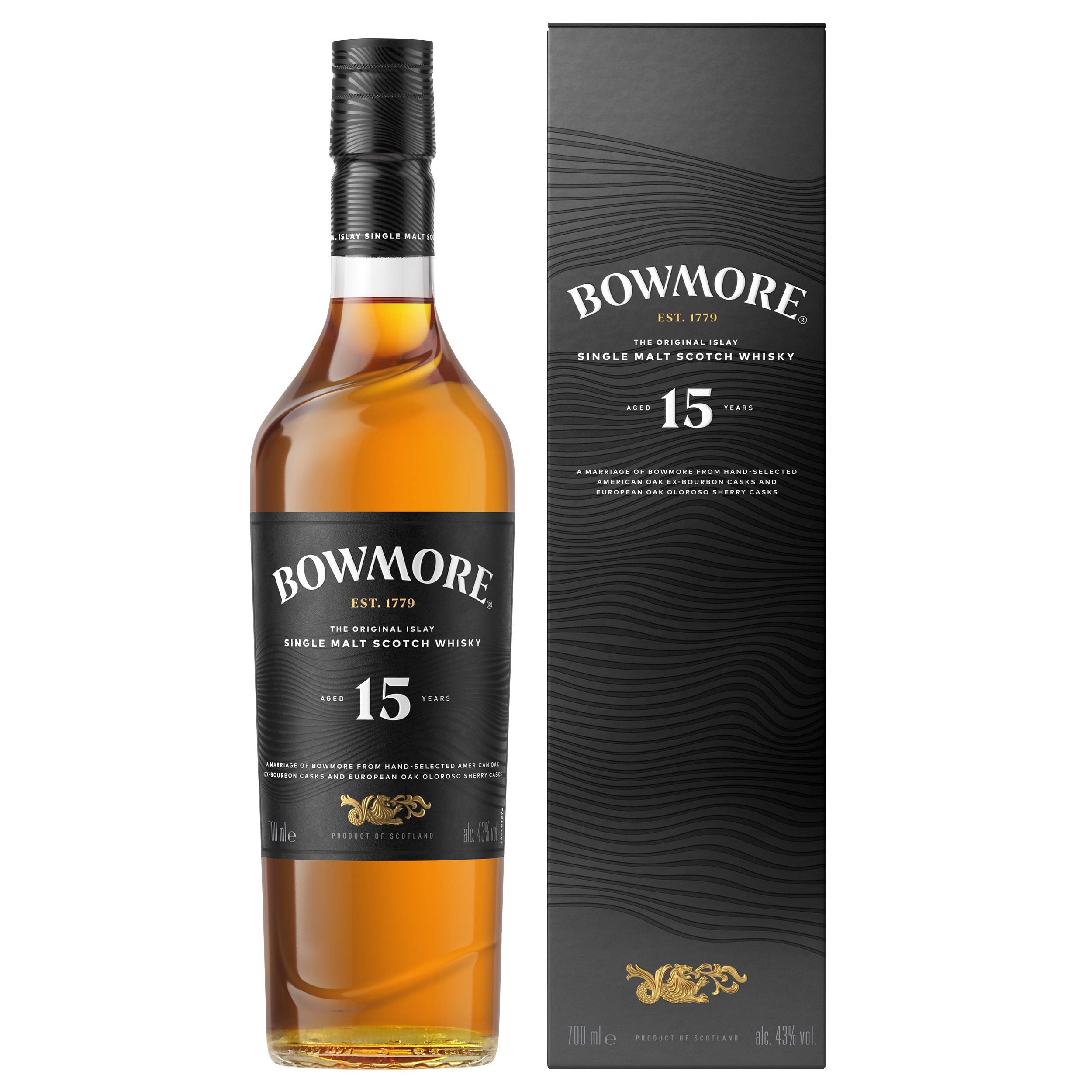 Bowmore 15 years Darkest Islay Single Malt Scotch Whisky 43% Vol.
