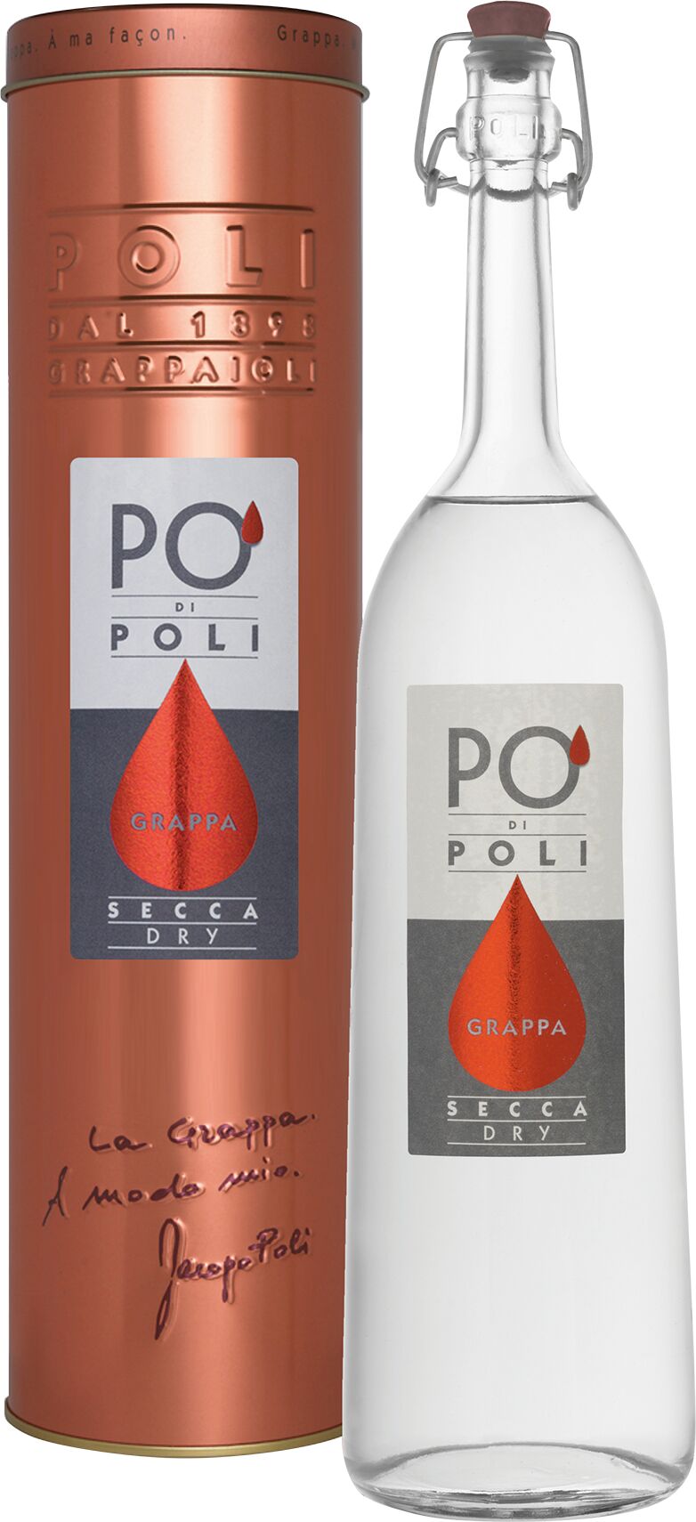 Po di Poli Grappa SECCA DRY Merlot in Metalldose 40% Vol. Po di Poli Grappa SECCA DRY Merlot in Metalldose 40% Vol.