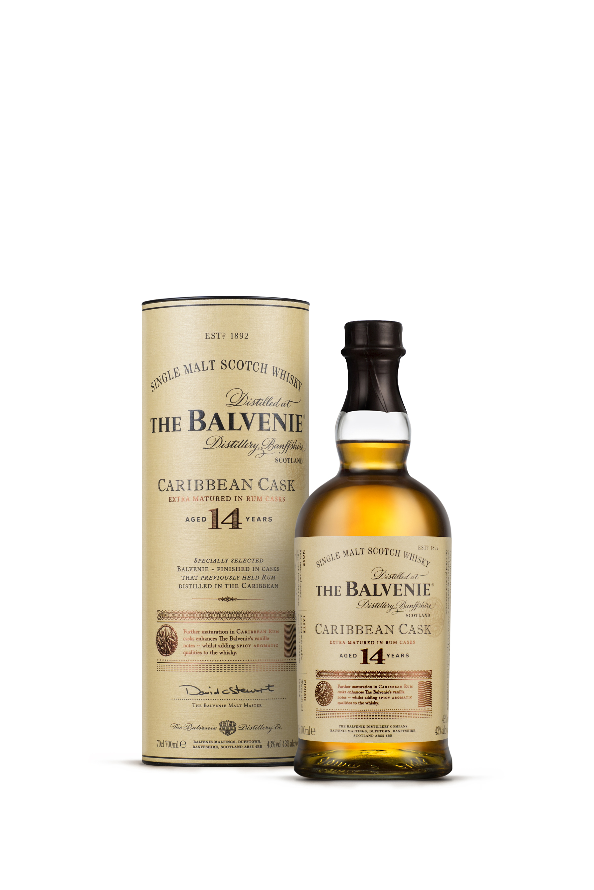 Balvenie 14 years Caribbean Cask Single Malt Scotch Whisky in GP 43% Vol.