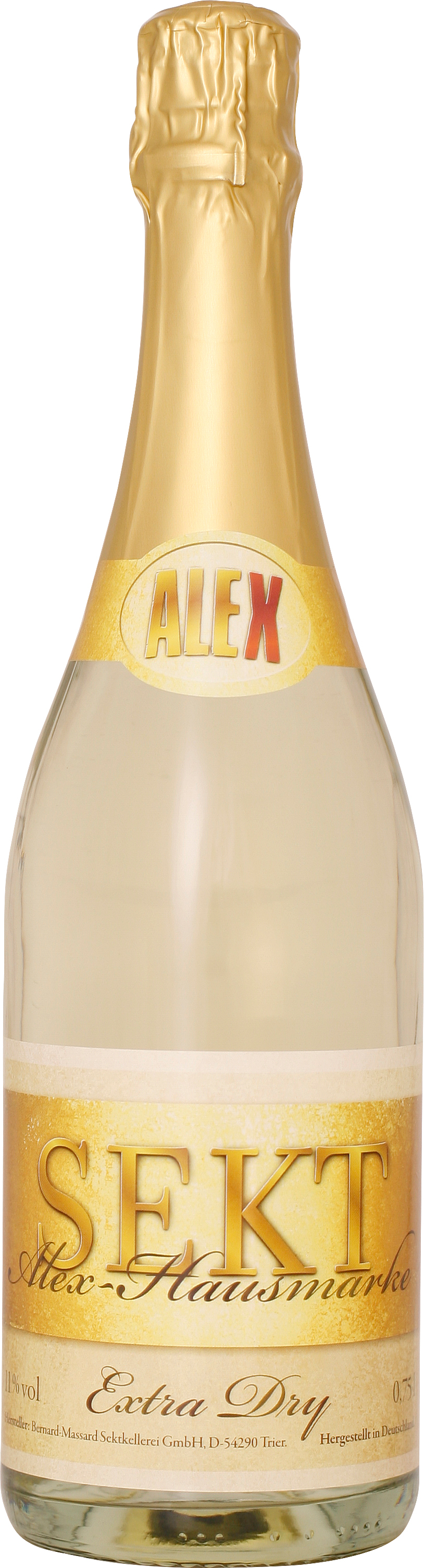 Alex Hausmarke Sekt, Dry KLARGLAS Flasche, Bernard Massard